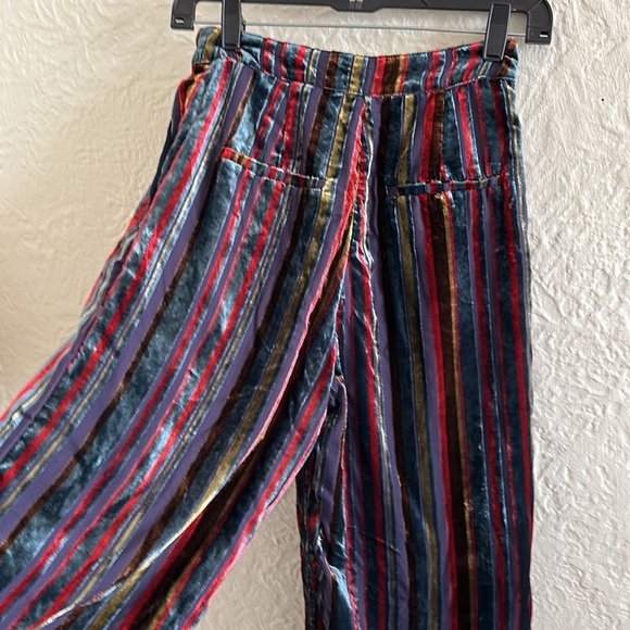 House of Harlow 1960 x Revolve Mona Pants Haze Velvet Multicolor Stripe Wide Leg - Picture 9 of 12